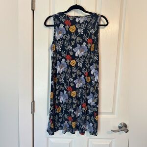 Loft Outlet Navy Floral Dress Medium Petite Flowey Short Women’s